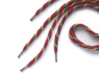 Colorfull Round Cotton Shoelaces Red Green Yellow Blue Harlequin Shoelaces, 23.62" / 60 cm long