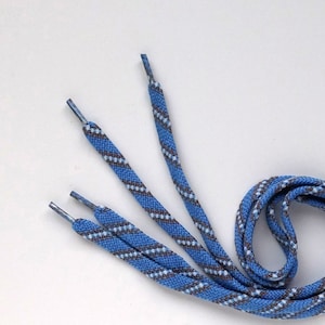 Blue Flat Striped Shoelaces Kids Shoelaces,  21.65" / 55 cm long