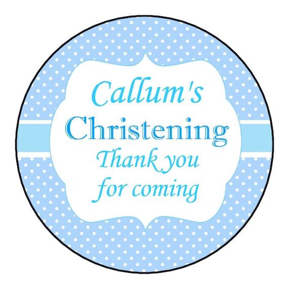 35x Personalised Blue Christening Party Thank You Envelope Seals Stickers 243