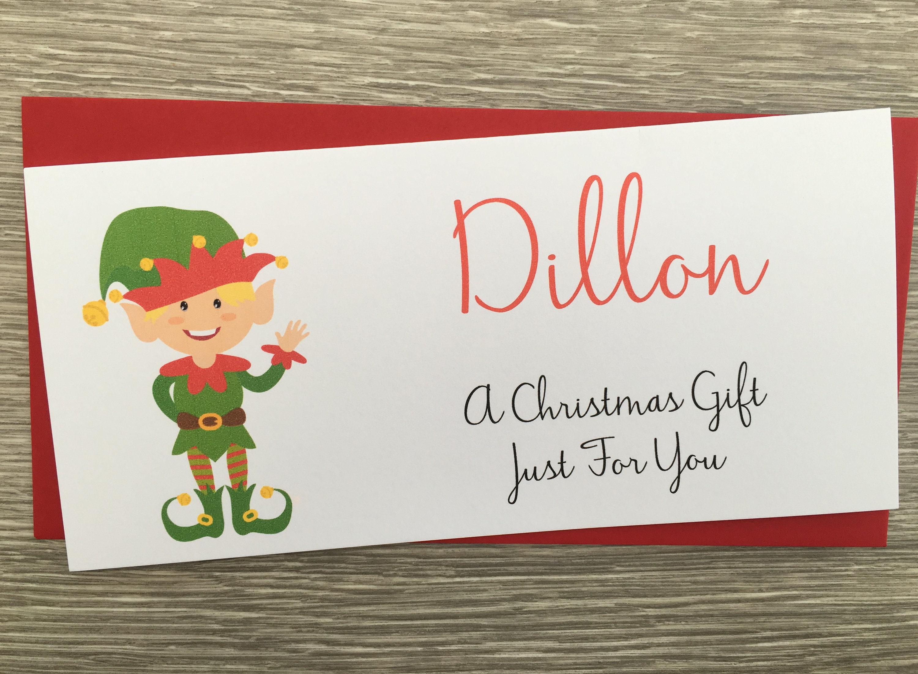 Christmas Elf Personalised Money Wallet Gift Voucher complete with Envelope