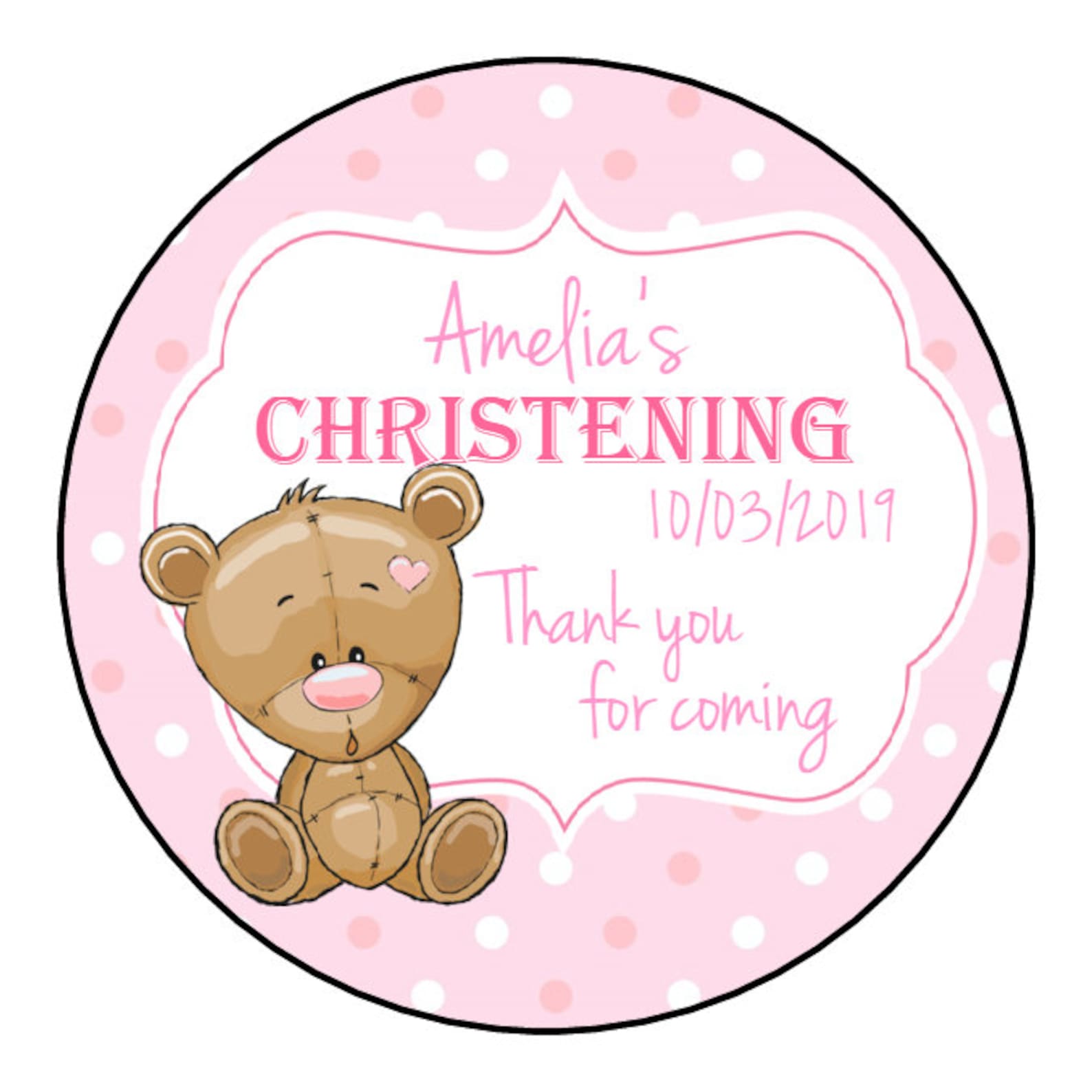 thank you christening stickers