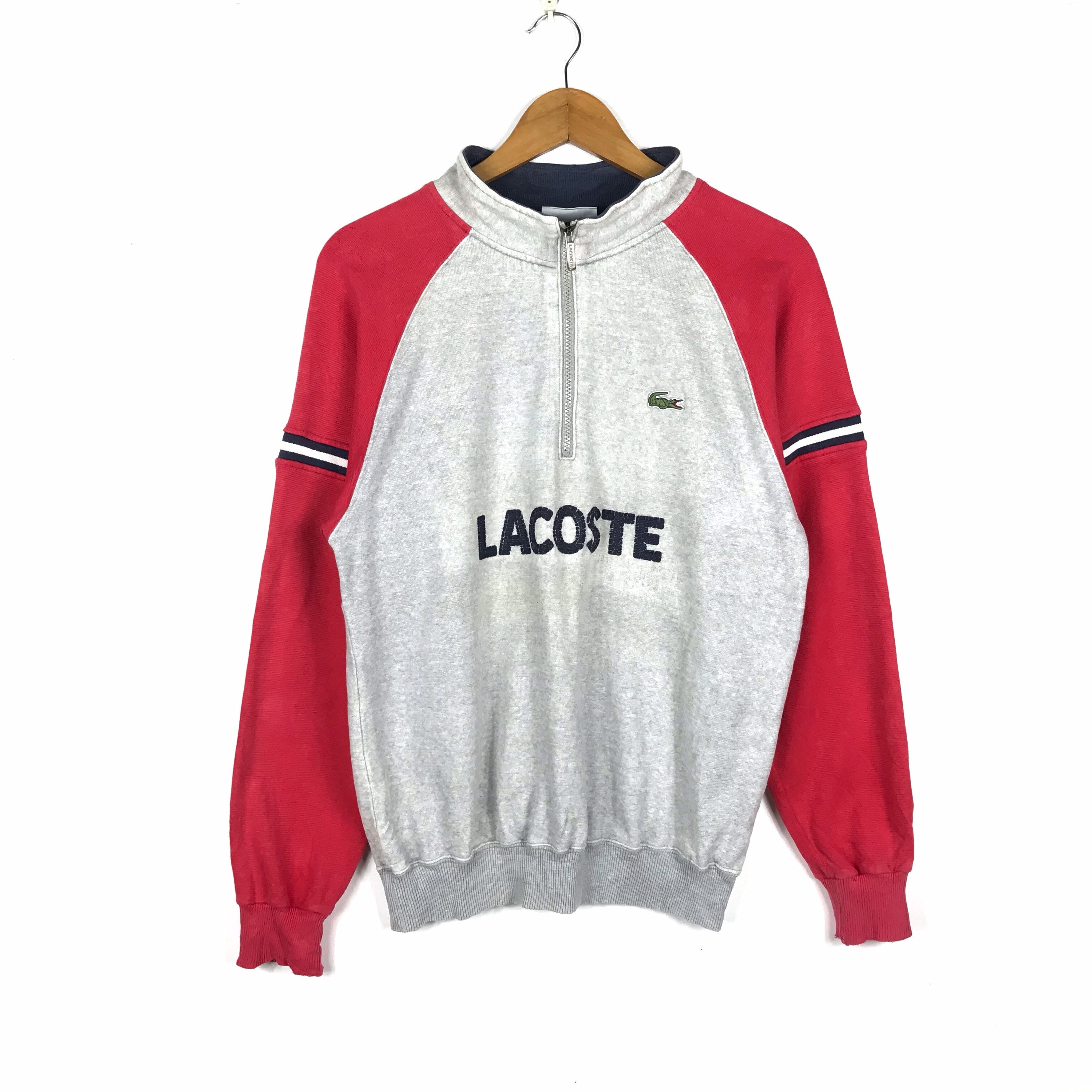 parkdowshop Vintage Rare Vintage Lacoste Big Spellout Logo Multicolour Jumper Pullover Sweatshirt