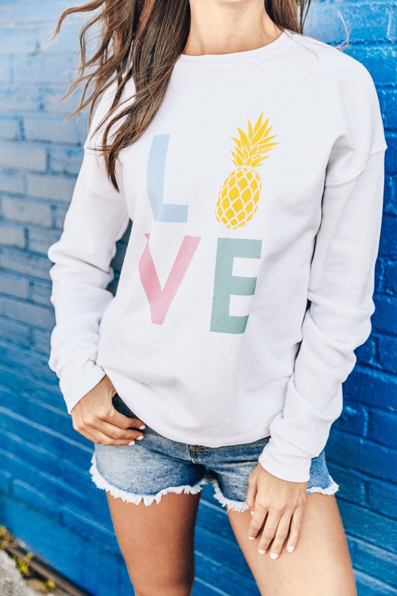 Pineapple Love Multi Graphic Sweatshirt..Vacation Sweatshirt..Spring Break..Vacation Vibes..Island Time..Rainbow Sweatshirt..Pineapple