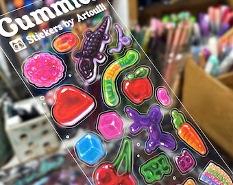 Gummies Sticker Sheet | Clear Transparent Sweets & Candy Stickers