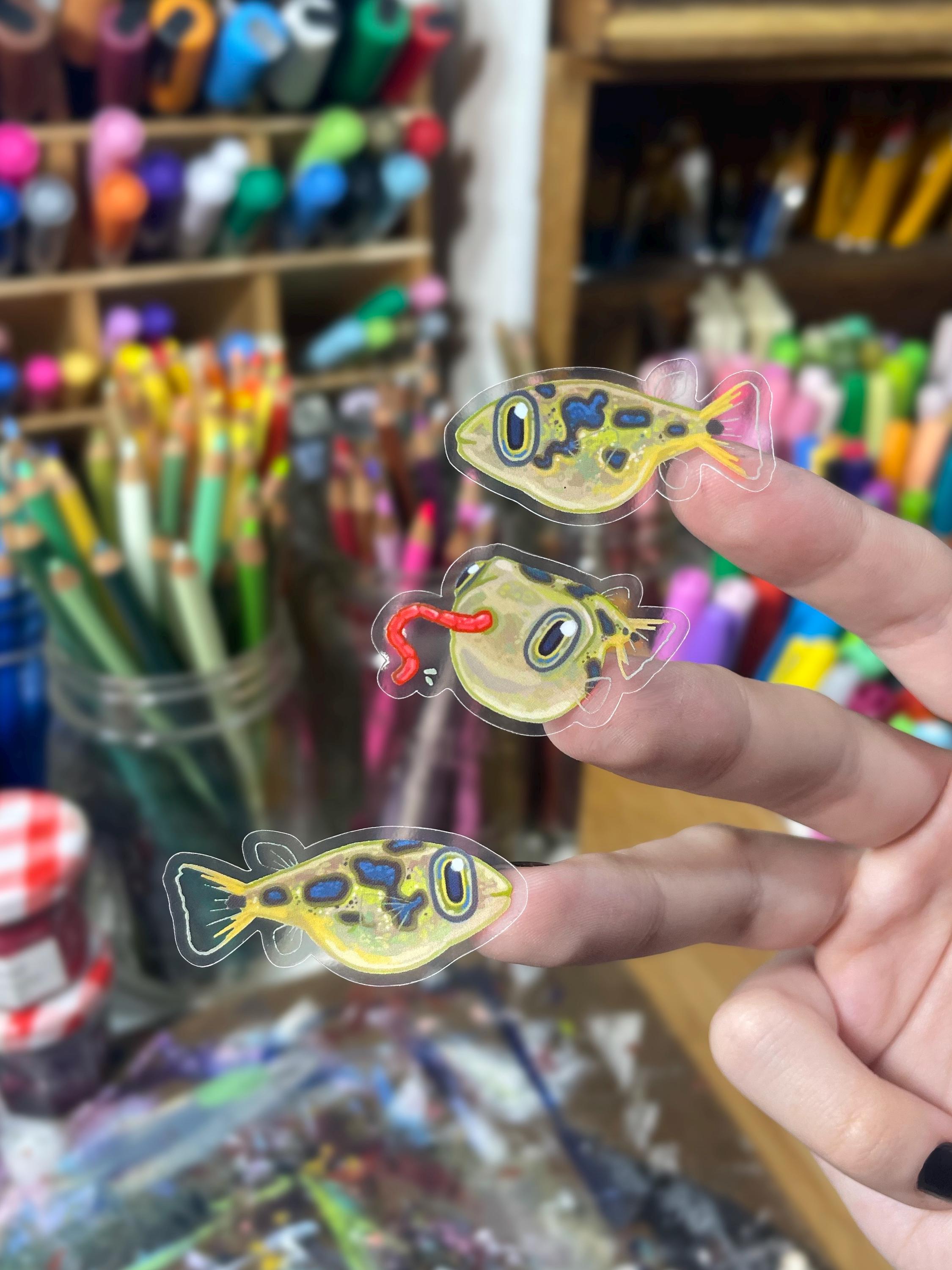 3 Clear Pea Puffer Stickers | Transparent Waterproof Pufferfish Sticker ...