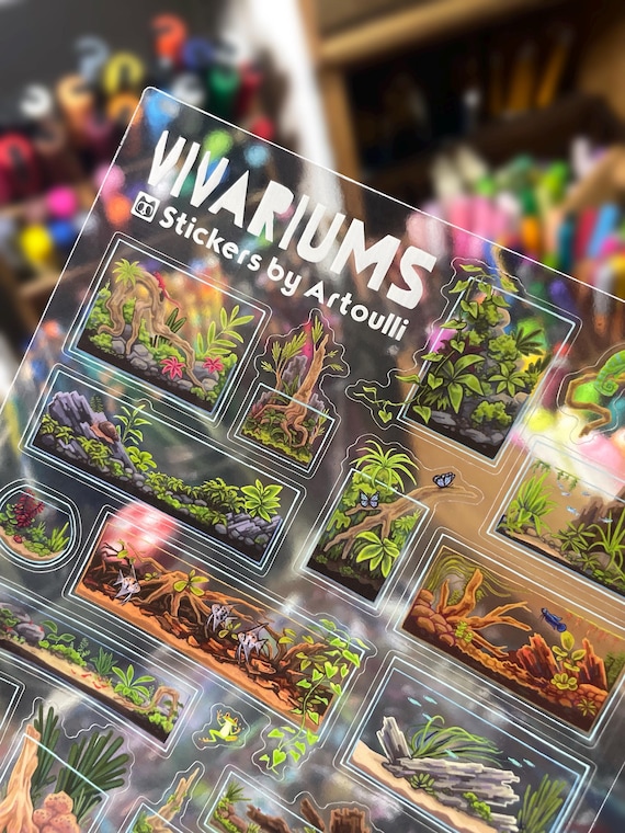 Terrarium Aquarium Sticker Sheet VIVARIUMS | Clear Transparent Stickers