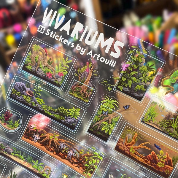 Terrarium Aquarium Sticker Sheet VIVARIUMS | Clear Transparent Stickers