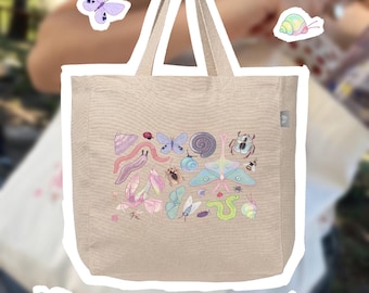 Bugs Tote Bag | Pastel Bug Art | Recycled Cotton Shopping Bag