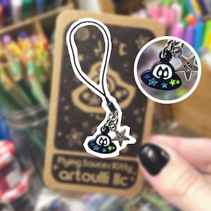 Flying Saucer Space Kitty Charm | UFO Cat Phone Charm Gift