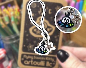 Flying Saucer Space Kitty Charm | UFO Cat Phone Charm Gift