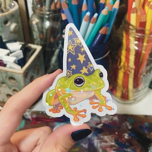 Wizard Frog Sticker | Holographic Magic Frog Sticker