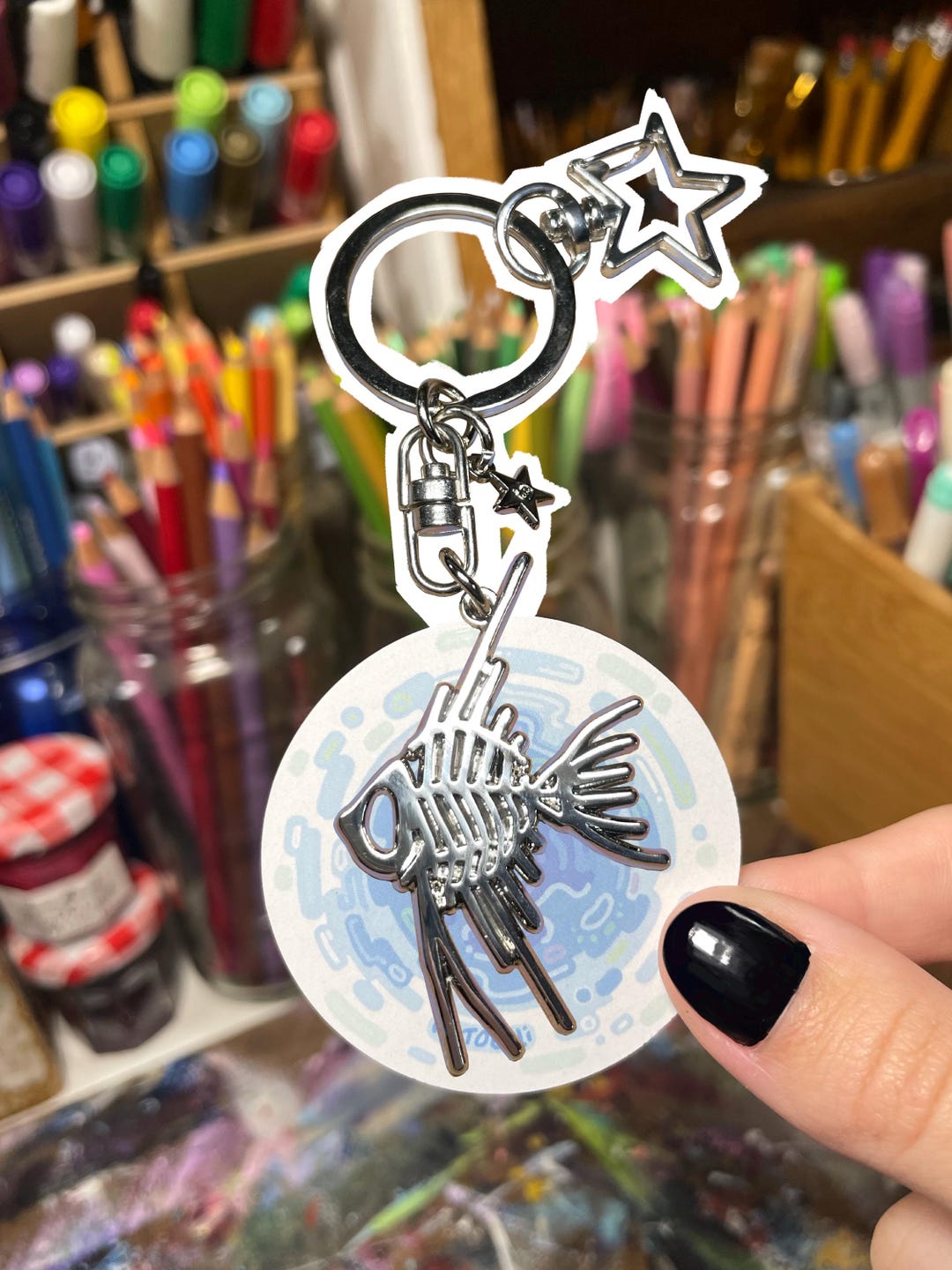 Fish Bone Keychain Angelfish Skeleton Keychain | Metal Fish Bones Aquarium Bag Charm - Etsy