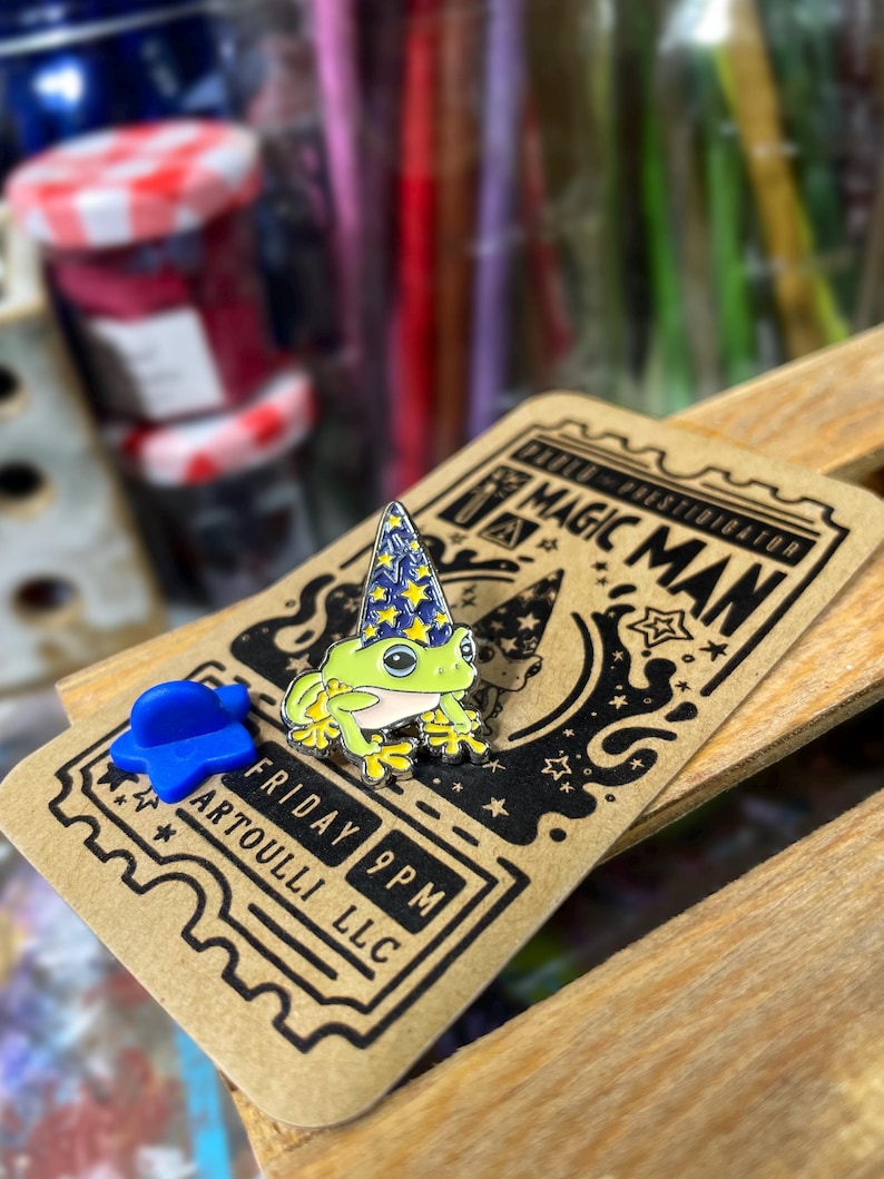 Wizard Frog Enamel Lapel Pin | Magic Frog Badge image 3