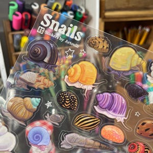 Snail Sticker Sheet | Clear Transparent Aquarium Stickers