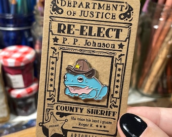 Sheriff Frog Enamel Lapel Pin | Cowboy Frog