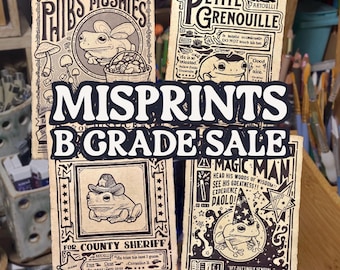 Misprinted Vintage Frog Posters | Discounted B Grade Seconds | A4 Recycled Cotton Paper