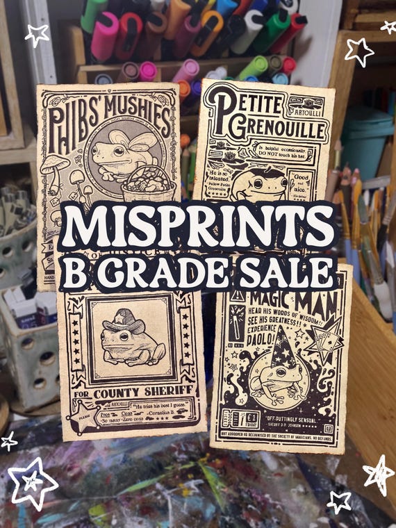 Misprinted Vintage Frog Posters | Discounted B Grade Seconds | A4 Recycled Cotton Paper