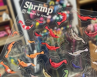 Shrimp Sticker Sheet | Clear Transparent Aquarium Stickers | Neocaridina Shrimp