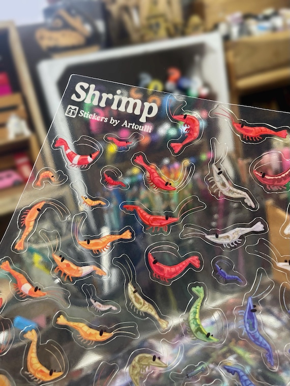 Shrimp Sticker Sheet | Clear Transparent Aquarium Stickers | Neocaridina Shrimp