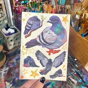 Pigeon. | 5x7 Linen Paper Art Print