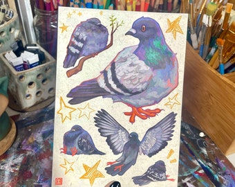 Pigeon. | 5x7 Linen Paper Art Print