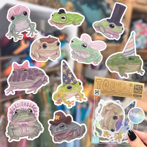 Frog Wearing Wizard Hat Sticker Funny Silly Vinyl Stickers Cute Animal ...