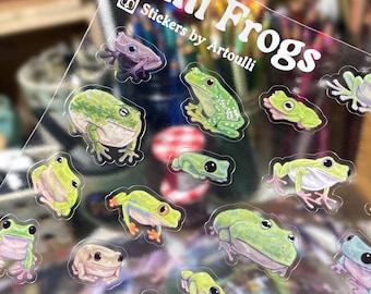 Mini Frogs Sticker Sheet | Clear Transparent Frog Stickers