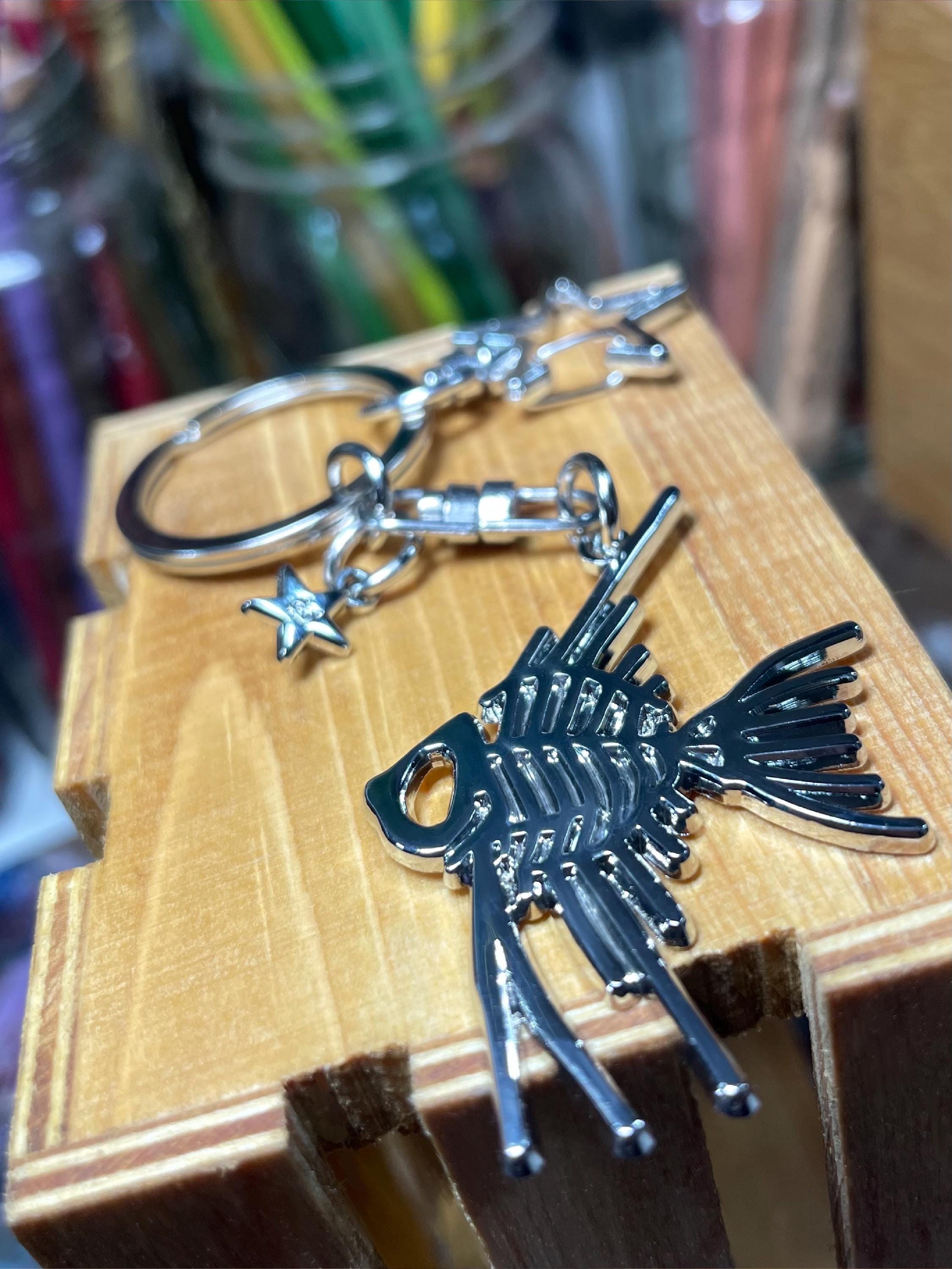 Fish Bone Keychain Angelfish Skeleton Keychain | Metal Fish Bones Aquarium Bag Charm - Etsy