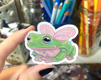 Fairy Frog Sticker | Starry Holographic Sticker