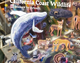 California Wildlife Sticker Sheet | Clear Transparent West Coast Animal Stickers