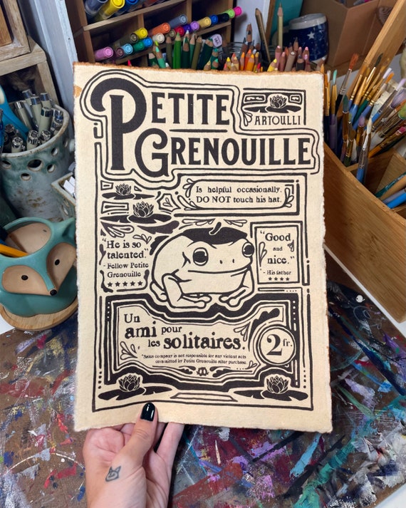 Vintage Frog Poster | A4 Recycled Cotton Print