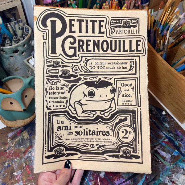 Vintage Frog Poster | A4 Recycled Cotton Print