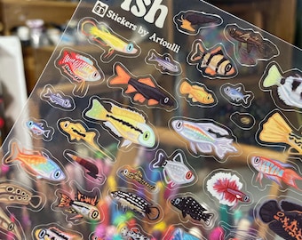 Hoja de pegatinas para acuarios pequeños / Pegatinas transparentes de agua dulce