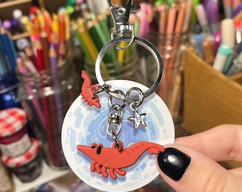 Shrimp Keychain | Neocaridina Enamel Aquarium Keyring Bag Charm