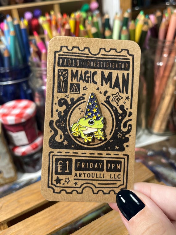Wizard Frog Enamel Lapel Pin | Magic Frog Badge