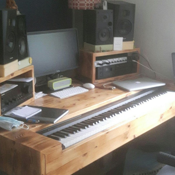 Composers desk, industrial style studio workstation, music production desk, Gaming table, office desk, keyboard stand, table