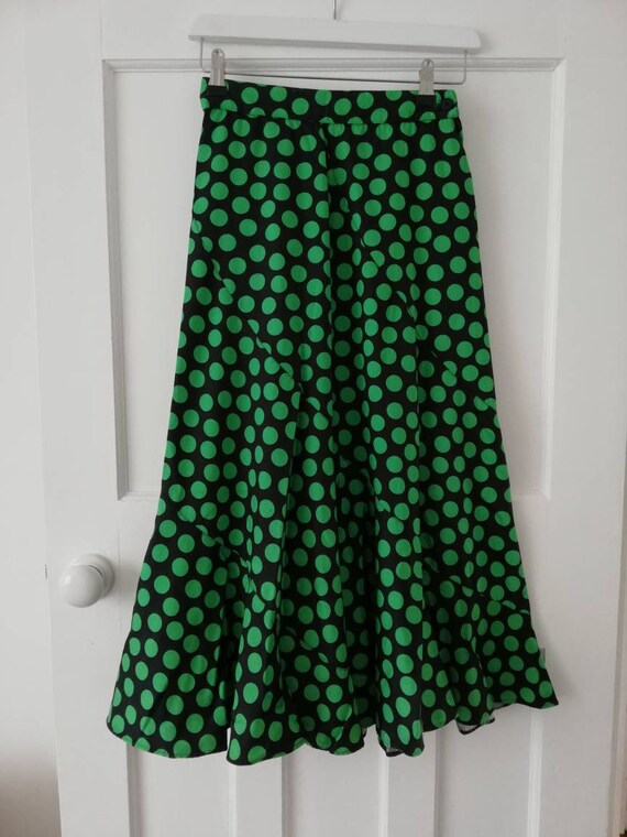 Black and Green Polka Dot Skirt From 