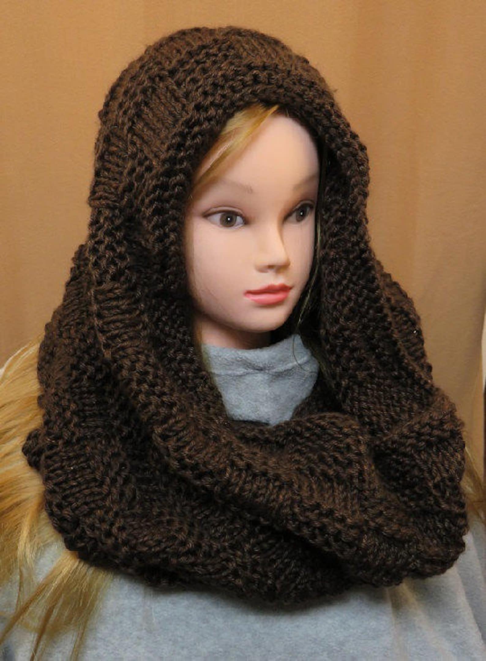Knit Hooded Cowl Womens Hooded Cowl Knit Snood Knit Etsy