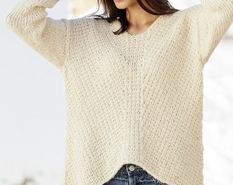 Freedom Found * Knitted sweater made of Alpaca and Silk * Textured pattern angular with V-neck* Size S - XXXL.