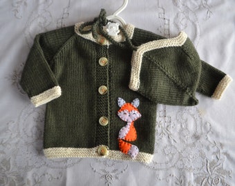 Chaqueta de bebé y gorro Set * Chaqueta para niños * Niñas / niños * Regalo * Merino Cardigan * Suéter * Hecho a mano * Aplicaciones