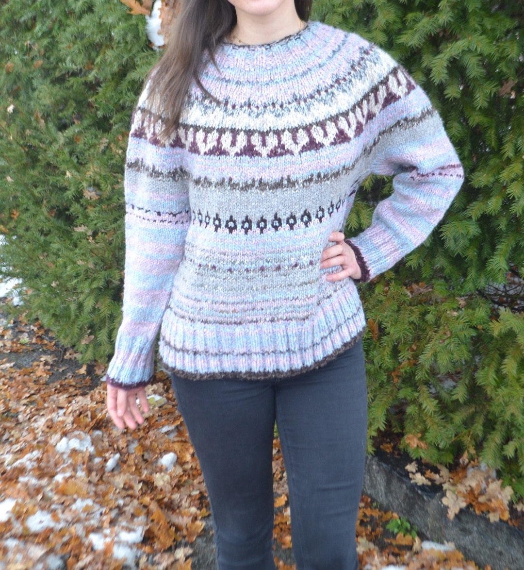 Nordic Tweed maglione lavorato ai ferri con sprone rotondo