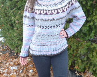 Nordic Tweed - knitted sweater with round yoke * size. L * Norwegian *