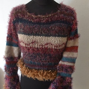 Colorful winter 3 - knitted sweater * size. S/36 * Bell sleeves