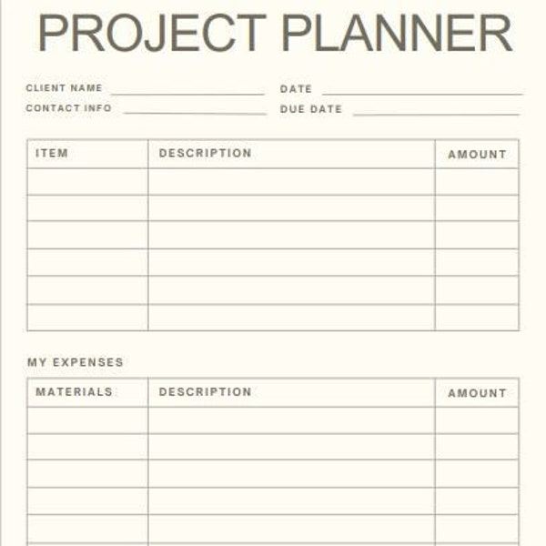 Woodworking Project Planner PDF, Printable worksheet planner, plan guide, project build planner, woodwork build planner, Pdf build planner