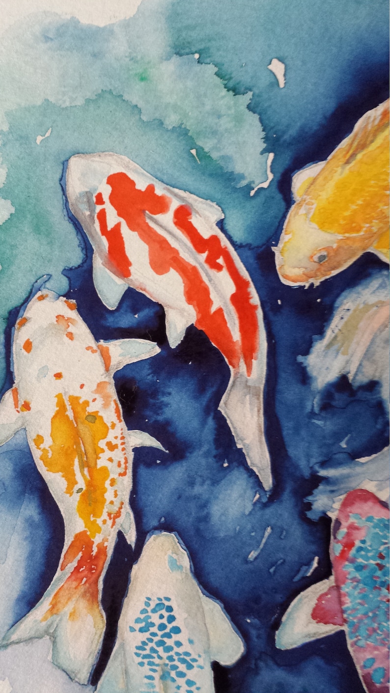 Koi Fish Painting Japanese Carp Painting Koi Fish Watercolor Etsy Canada