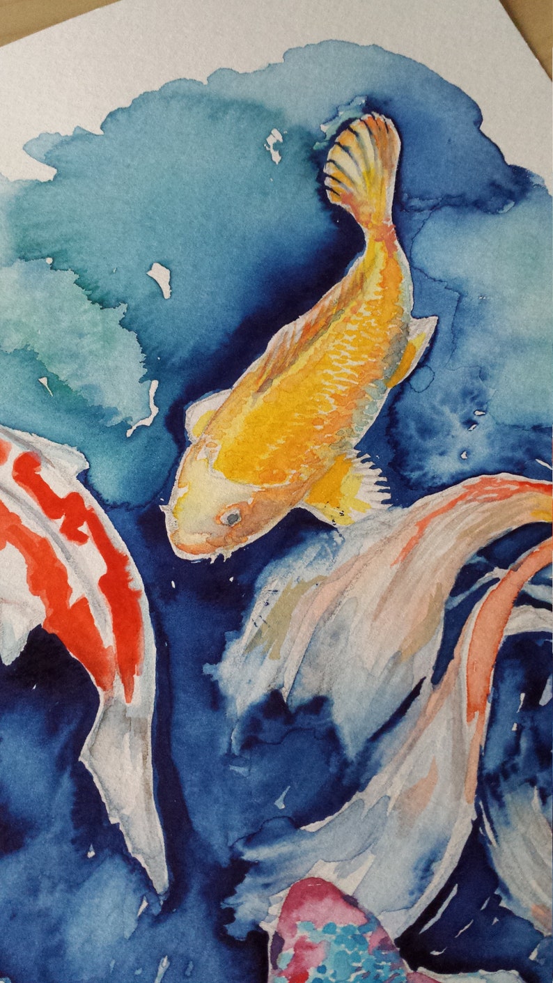 Koi Fish Painting Japanese Carp Painting Koi Fish Watercolor Etsy Canada