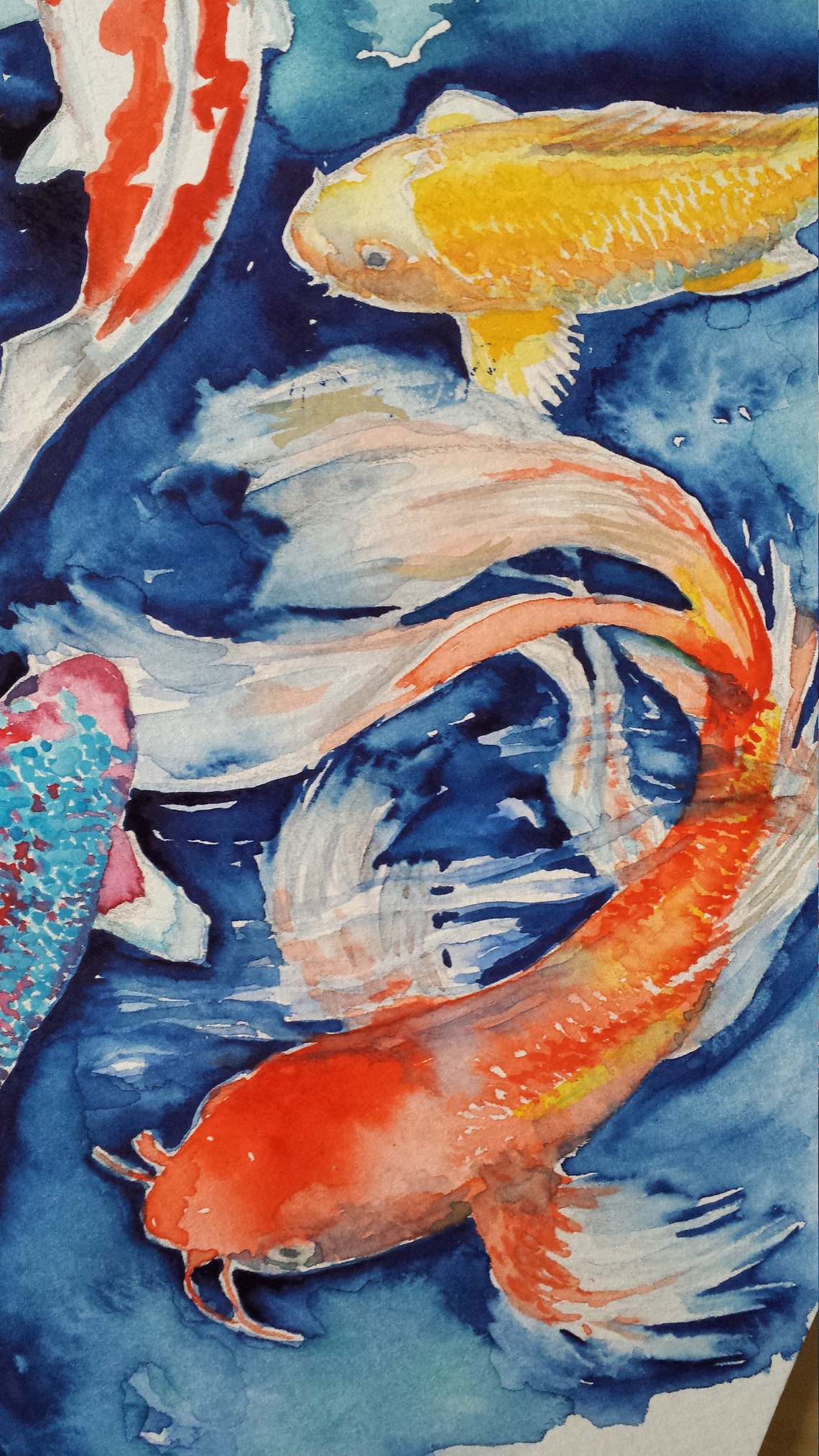 Koi Fish Painting Japanese Carp Painting Koi Fish Watercolor - Etsy