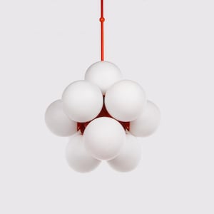 Sputnik Glass Globes Chandelier White & Orange by Kaiser, Germany, 1960s