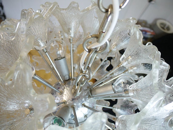 Sputnik Chrome and Glass Flowers Chandelier by Paolo Venini Sputnik Chrome and Glass Flowers Chandelier by Paolo Venini
