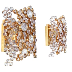 1970 Germany Palwa Bubble Wall Sconces Swarovski Crystal & Gilt Brass